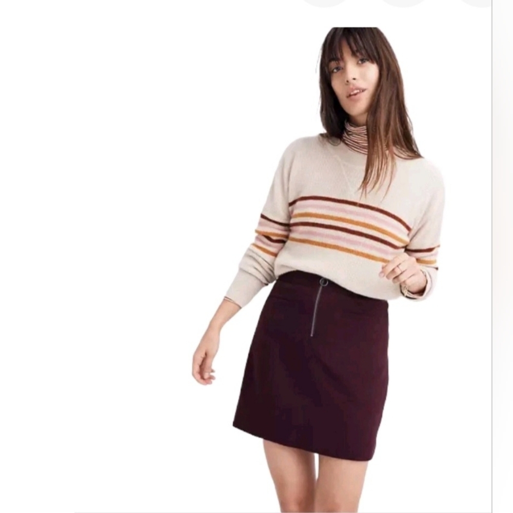 Madewell Firedside Red Burgundy Wool Blend Mini Skirt Size 6 Holiday Winter